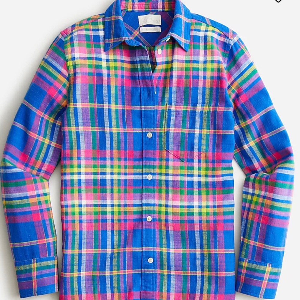 Jcrew bright  plaid flannel shirt. New with tags.